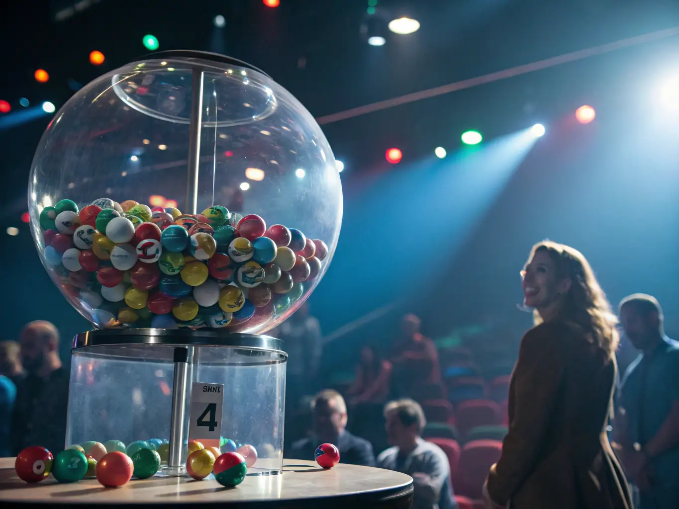 A vibrant image showcasing people happily participating in a lottery game at a La Bonne Ballotte event, with colorful tickets and enthusiastic expressions.